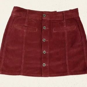 American Eagle Corduroy Maroon Mini Skirt